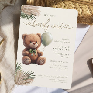 Invitation Pampas Vertes Nous Pouvons à peine Attendre Bébé N