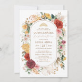 Invitation Pampas Vintage tropical Jardin Floral Quinceañera (Devant)