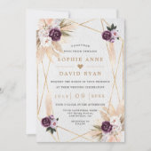 Invitation Pampas violet Floral Grass tout en un Mariage (Devant)