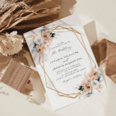 Invitation pampass bleu poussiéreux à fleurs