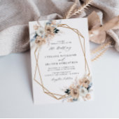 Invitation pampass bleu poussiéreux à fleurs