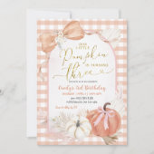 Invitation Pampass Gingham Pumpkin 3rd Birthday (Devant)