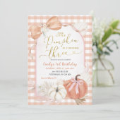Invitation Pampass Gingham Pumpkin 3rd Birthday (Debout devant)