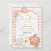 Invitation Pampass Gingham Pumpkin is One First Birthday (Devant)