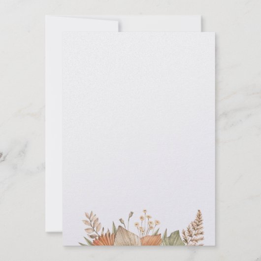 Invitation Pampass herbe boho thème mariage (Dos)