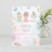 Invitation Pamper party filles Salon fête d'anniversaire (Debout devant)