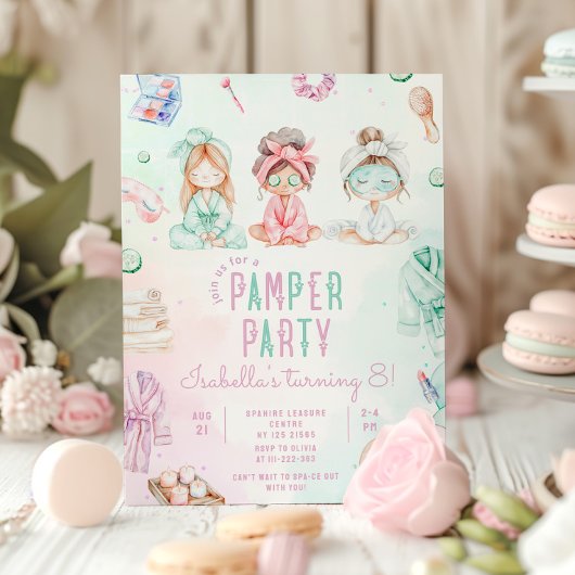 Invitation Pamper party filles Salon fête d'anniversaire