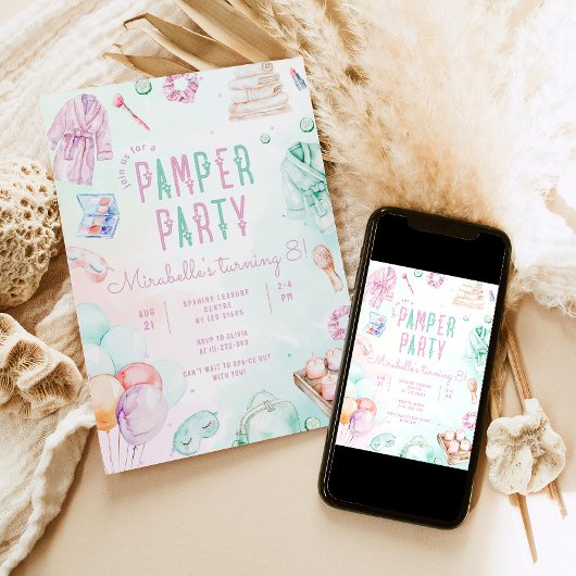 Invitation Pamper party Girl Makeup Salon fête d'anniversaire