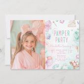Invitation Pamper Party Pastel Glam Photo fête d'anniversaire (Devant)