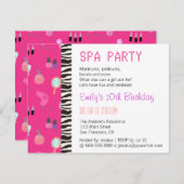 Invitation Pampering Spa Party, Pour Les Filles (Devant / Derrière)
