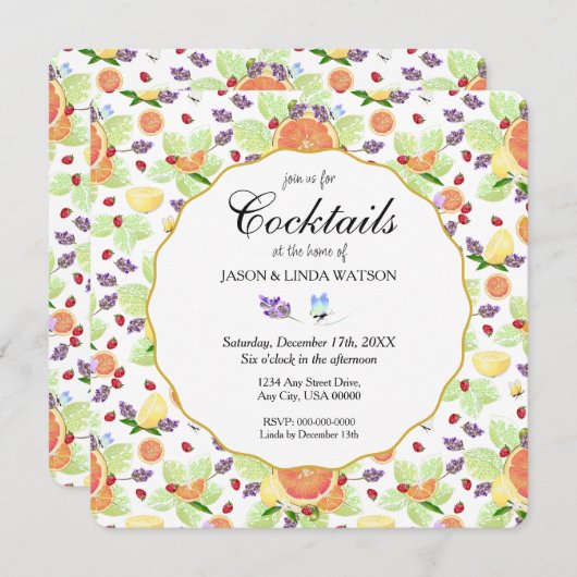 Invitation Pamplemousse Citron orange Citrus Fruit Mix Cockta (Devant / Derrière)