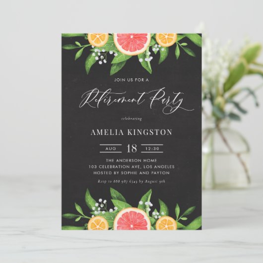 Invitation Pamplemousse et Oranges Panier de retraite (Debout devant)