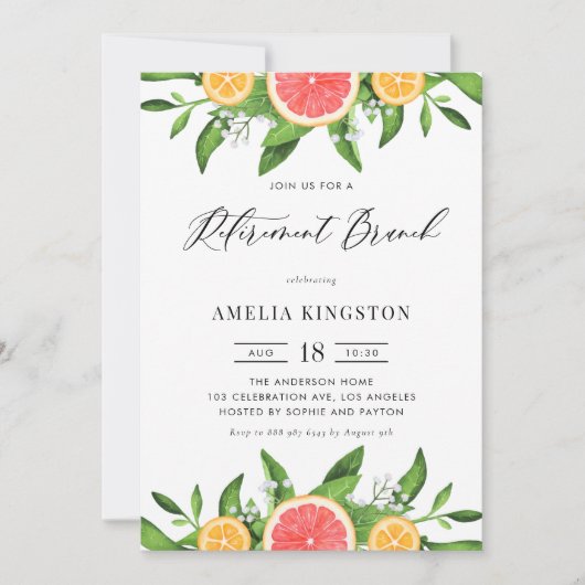 Invitation Pamplemousse et oranges Retraite d'été Brunch (Devant)