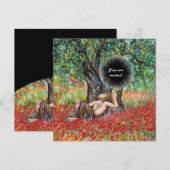 Invitation PAN, ARBRE OLIVE ET CHAMPS POPPY, noir (Devant / Derrière)