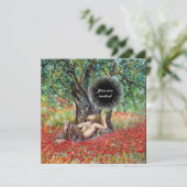 Invitation PAN, ARBRE OLIVE ET CHAMPS POPPY, noir (Debout devant)