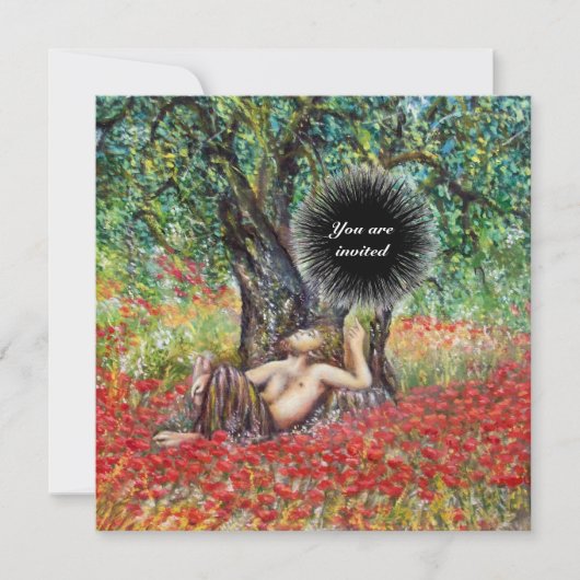 Invitation PAN, ARBRE OLIVE ET CHAMPS POPPY, noir (Devant)