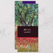 Invitation PAN, OLIVE ARBRE ET CHAMPS POPPY, bleu (Devant / Derrière)