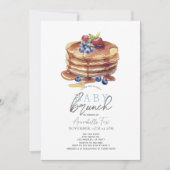 Invitation Pancake Aquarelle Bleu En vichy Garçon Bébé Brunch (Devant)