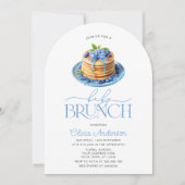 Invitation Pancake Baby Brunch Baby shower aux bleuets (Devant)