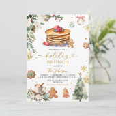 Invitation Pancake blanc Fête Brunch Noël Floral (Debout devant)