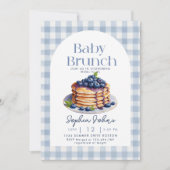 Invitation Pancake Blueberry En vichy Baby Brunch Baby shower (Devant)