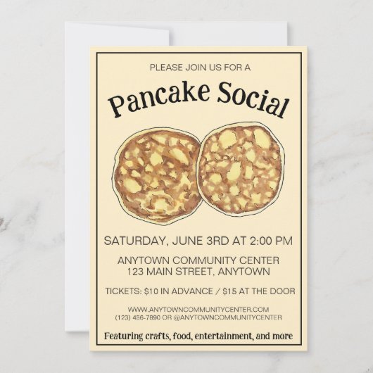 Invitation Pancake Flapjacks Crempoing Johnnycakes Griddle Ca (Devant)