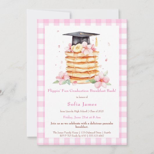 Invitation Pancake Graduation Breakfast Celebration  (Devant)