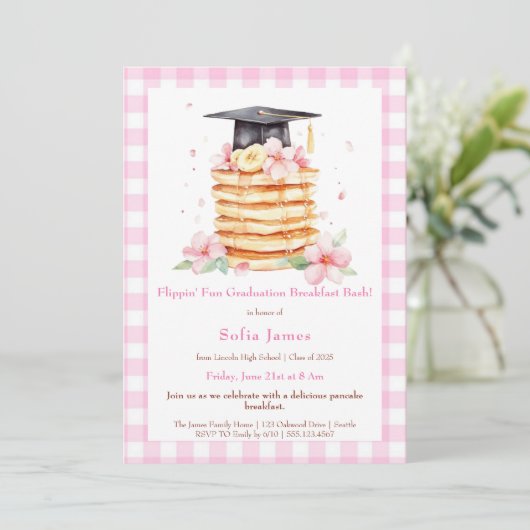 Invitation Pancake Graduation Breakfast Celebration  (Debout devant)