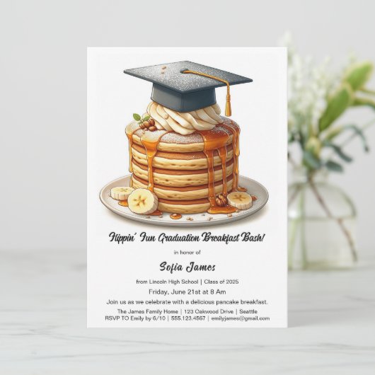 Invitation Pancake Graduation Breakfast Celebration  (Debout devant)