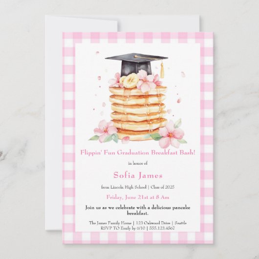 Invitation Pancake Graduation Breakfast Celebration (Devant)