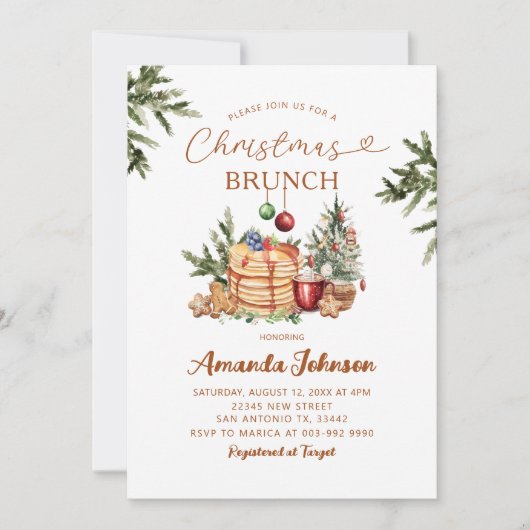 Invitation Pancake Hot Cocoa Holiday Party Christmas Brunch (Devant)