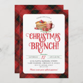 Invitation Pancake noir rouge chaud cacao Noël Brunch (Devant / Derrière)