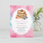 Invitation Pancake rose Bébé Brunch Berry Baby shower (Debout devant)