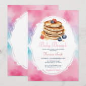 Invitation Pancake rose Bébé Brunch Berry Baby shower (Devant / Derrière)