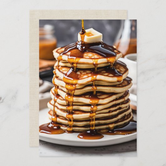 Invitation Pancake Stack Avec Sirop À Déchirer (Devant / Derrière)