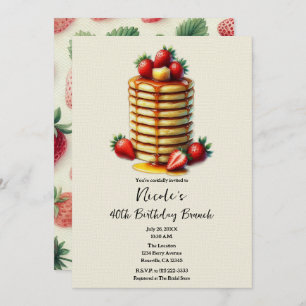 Invitation Pancakes aux fraises Stack Anniversaire Brunch