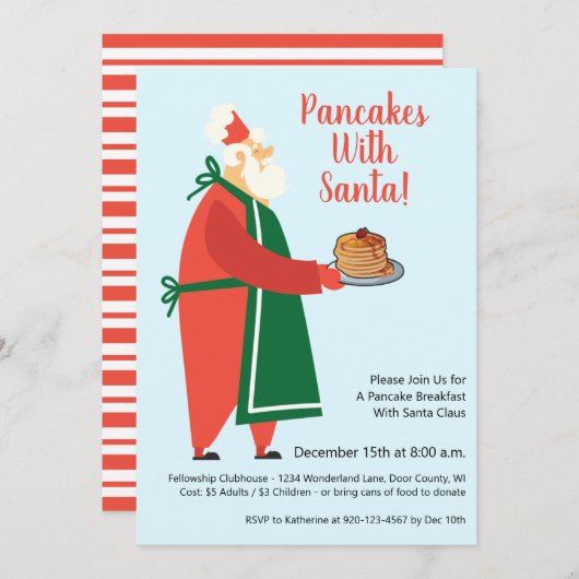 Invitation Pancakes avec Père Noël Holiday Brunch (Devant / Derrière)