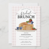 Invitation Pancakes Berries Brunch Pink Plaid Bridal Shower (Devant)