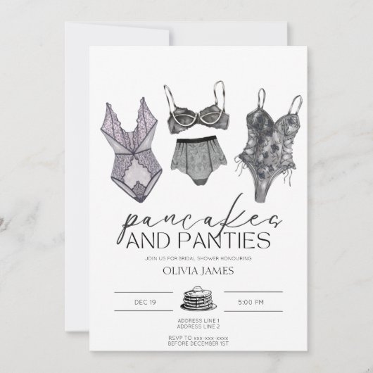 Invitation Pancakes et culottes lingerie nuptiale douche (Devant)