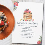 Invitation Pancakes Et Pacificateurs Baby shower Brunch<br><div class="desc">Baby shower Brunch thème "crêpes et pacificateurs" avec aquarelle Illustration inspirée d'une pile de crêpes surmontées de fraises et de bleuets. Des motifs botaniques fraises et bleuets dans les coins.</div>