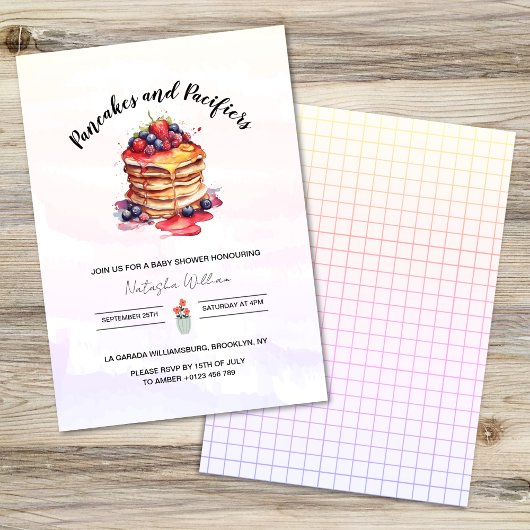 Invitation Pancakes et Pacificateurs Baby shower Brunch