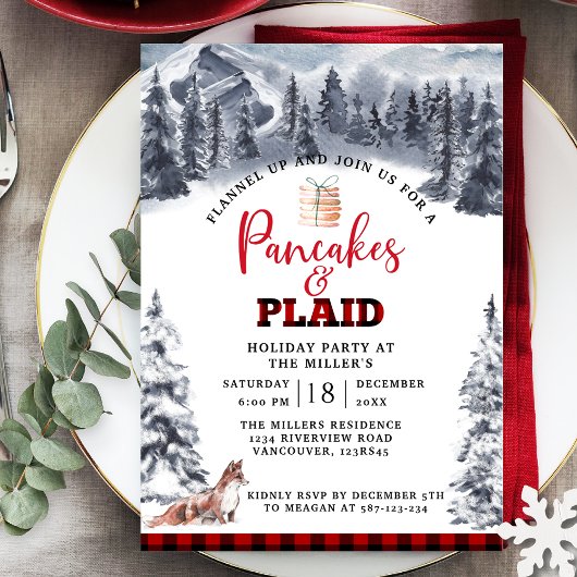Invitation Pancakes et Plaid Holiday Party, Russe