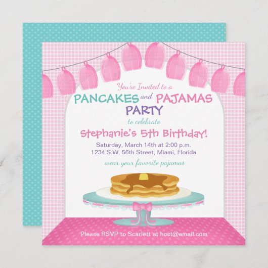 Invitation Pancakes et pyjamas (Devant / Derrière)