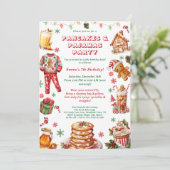 Invitation Pancakes et pyjamas de Noël fête d'anniversaire (Debout devant)
