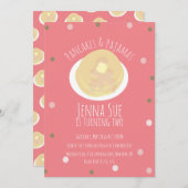 Invitation Pancakes et pyjamas Draps Filles Confetti Rose (Devant / Derrière)