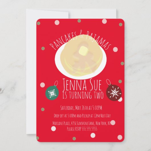 Invitation Pancakes et pyjamas Draps Filles | Noël (Devant)