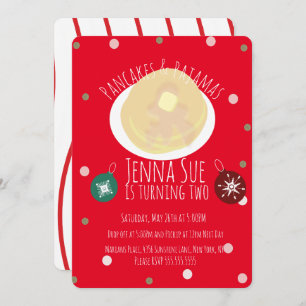 Invitation Pancakes et pyjamas Draps Filles   Noël