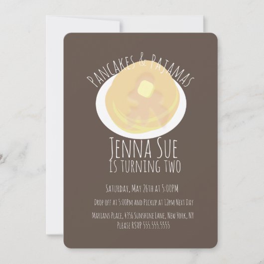 Invitation Pancakes et pyjamas Draps Filles | Thème Automne (Devant)