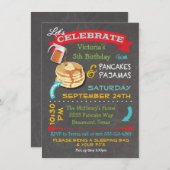 Invitation Pancakes et pyjamas en tableau et fête d'anniversa (Devant / Derrière)