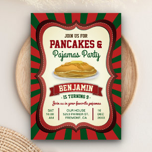 Invitation Pancakes et Pyjamas Fête d'anniversaire de Noël